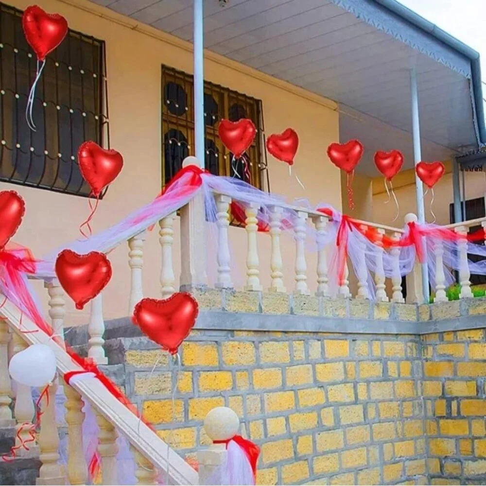 Valentine's day 20pcs heart shaped‎ decorative foil ballons Red color